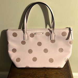Kate Spade pink handbag with glitter polka dots
